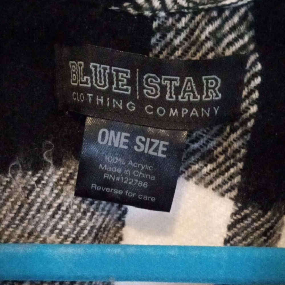 Blue Star Black and White Plaid Top